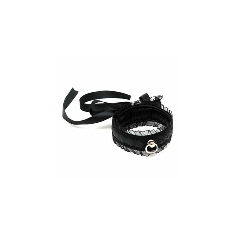 Satijn Look Zwarte Halsband Met O-Ring