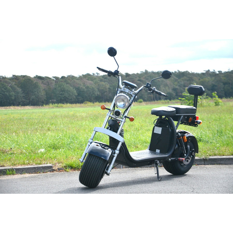 Coco bike fat e-scooter jusqu'à 40 km/h - 35km d'autonomie, 60v | 1500w | 12ah batterie, freins et lumière-noir +eec