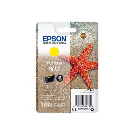Epson Singlepack Geel 603 Inkt Origineel Geel Epson Expression Home Xp-2100 Xp-2105 Xp-3100 Xp-3105 Xp-4100 Xp-4105 Workforce Wf-2850dwf,... 1 Stuk(S) Standaardopbrengst