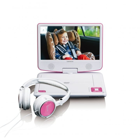stl lenco dvp-910 - lecteur dvd portable - convertible - noir - rose - cd,dvd - 22,9 cm (9) - tft