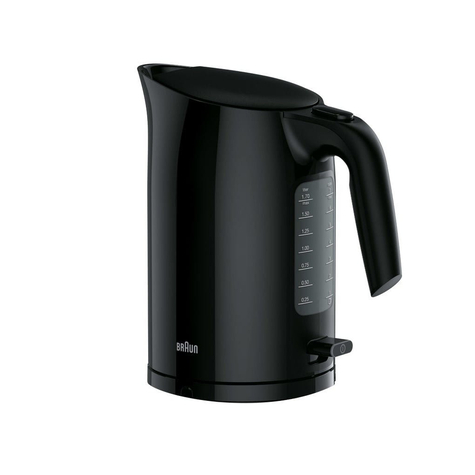 Braun purease wk 3100 bk - 1,7 l - 2200 w - noir - indicateur de niveau d'eau - arrêt de sécurité en cas de surchauffe - sans fil