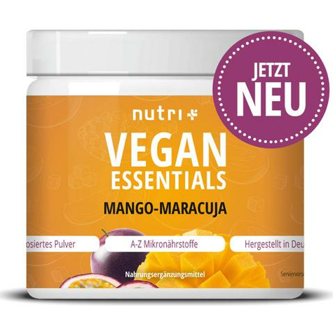 Nutri+ Vegan Essentials Powder, 300 G Can, Mango-Passion Fruit