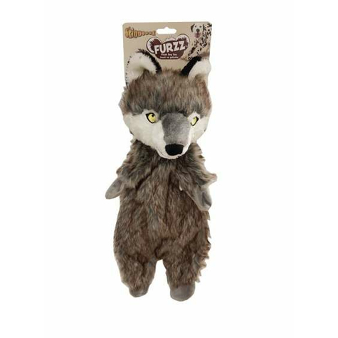 Skinneeez Furry Stuffed Head, Flat Body Wolf 50cm