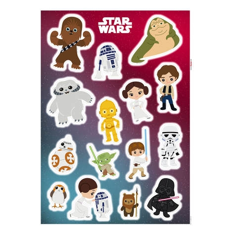 Autocollant mural - star wars little heroes - taille 50 x 70 cm