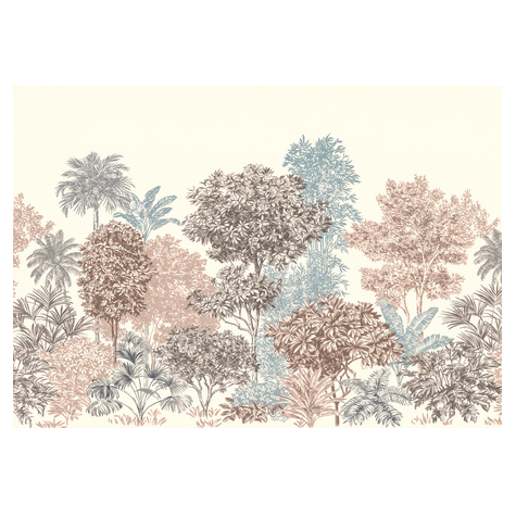 Non-Woven Wallpaper - Painted Trees - Size 400 X 280 Cm