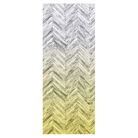 Fleece Fotobehang - Visgraat Geel Paneel - Afmeting 100 X 250 Cm