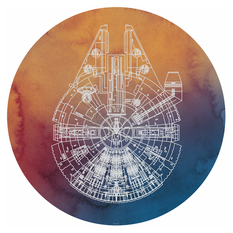 Zelfklevend Fleece Fotobehang/Wandtattoo - Star Wars Millennium Falcon - Afmeting 125 X 125 Cm