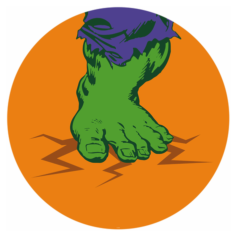 Zelfklevend Fleece Fotobehang/Wandtattoo - Avengers Hulk's Foot Pop Art - Afmeting 125 X 125 Cm