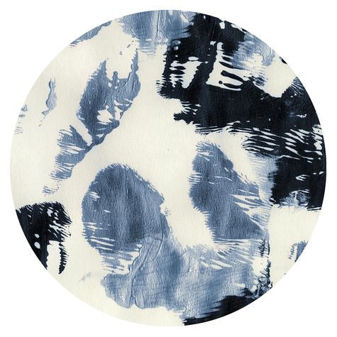 Zelfklevend Fleece Fotobehang/Wandtattoo - Arty Blue - Afmeting 125 X 125 Cm