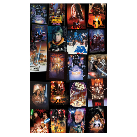 Fleece Fotobehang - Star Wars Posters Collage - Afmeting 120 X 200 Cm