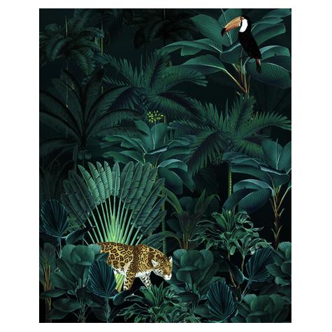 Fleece Fotobehang - Jungle Night - Formaat 200 X 250 Cm