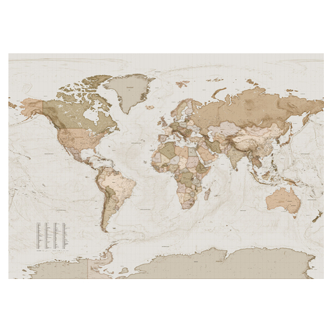 Fleece Fotobehang - Earth Map - Afmeting 350 X 250 Cm