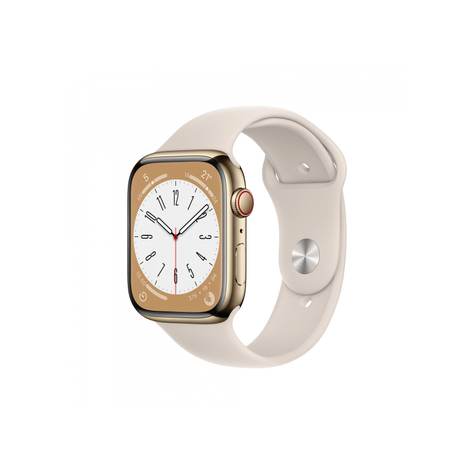 Apple watch s8 gps cellular 45mm or acier starlight sport mnkm3fd/a